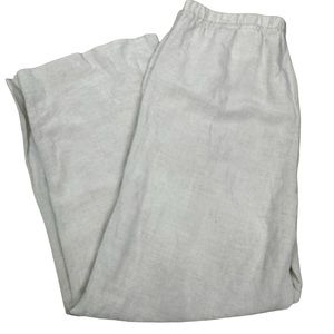 H&M Cream Linen Blend Wide Leg Relaxed Drawstring Pull On Pants Size Large